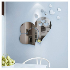 CCINEE 23pcs Heart Shape Mirror Wall Sticker 3D Art Wall Decal Removable Mirror Wall Sticker for St. Valentine's Day Home Decoration